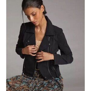 Marrakech Womens Anthropologie Asymmetrical Zip Moto Jacket Small Black AN EXC